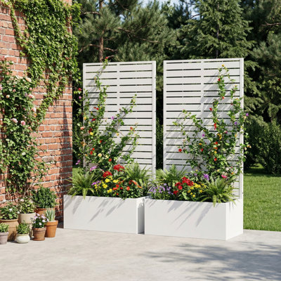 Outdoor Metal Planter Box Raised Garden Beds with Trellis