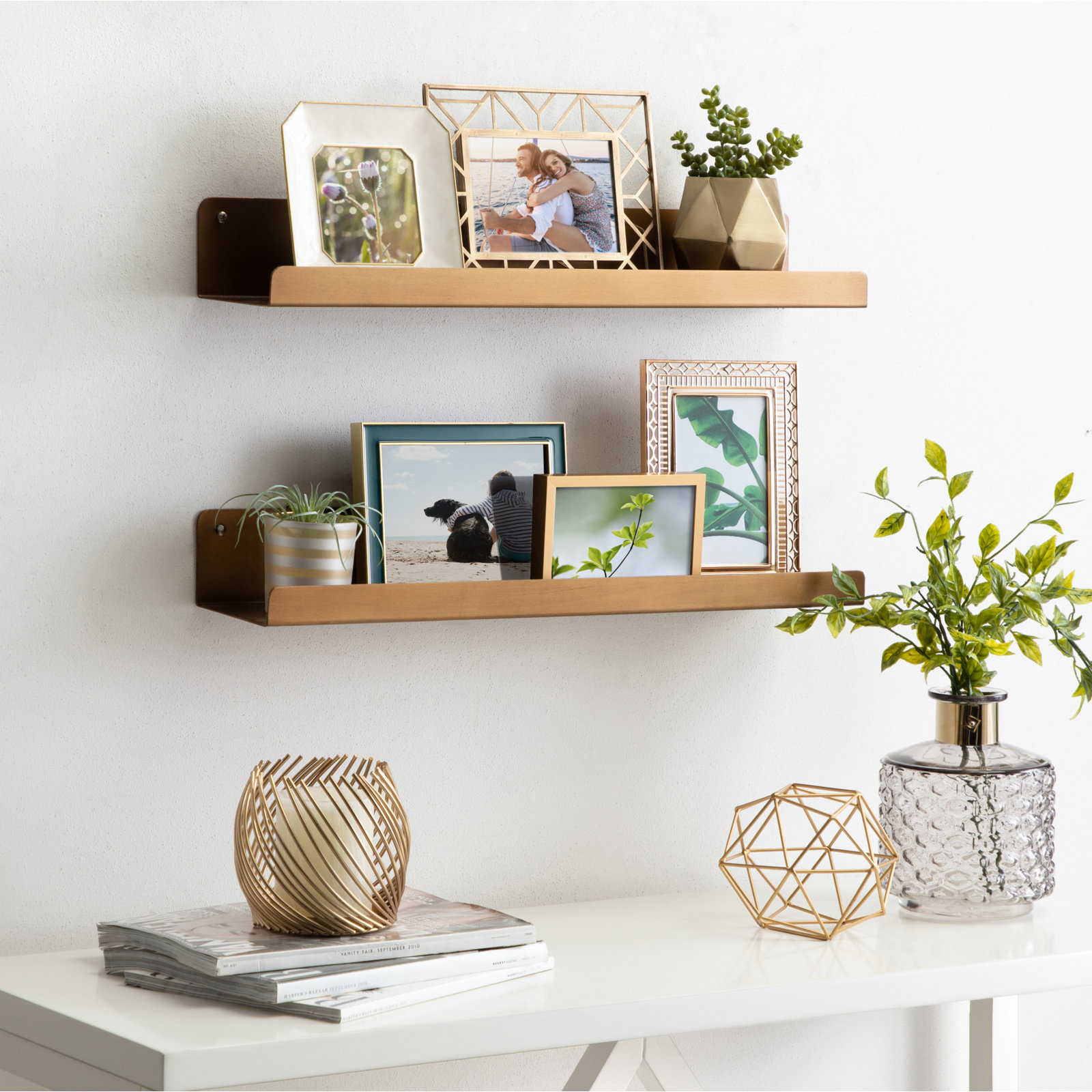Tara 24" Floating Shelf, Gold, 3.25" H x 23.75" W x 4.5" D