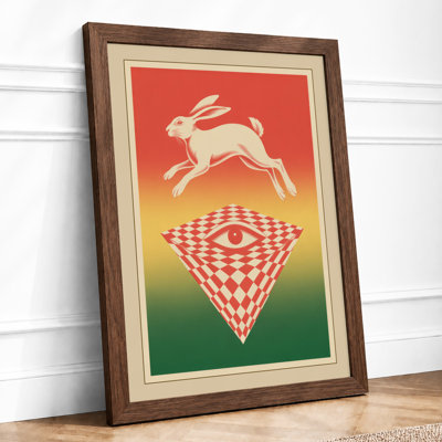 Leaping Rabbit Illusion Surrealism - Framed Print