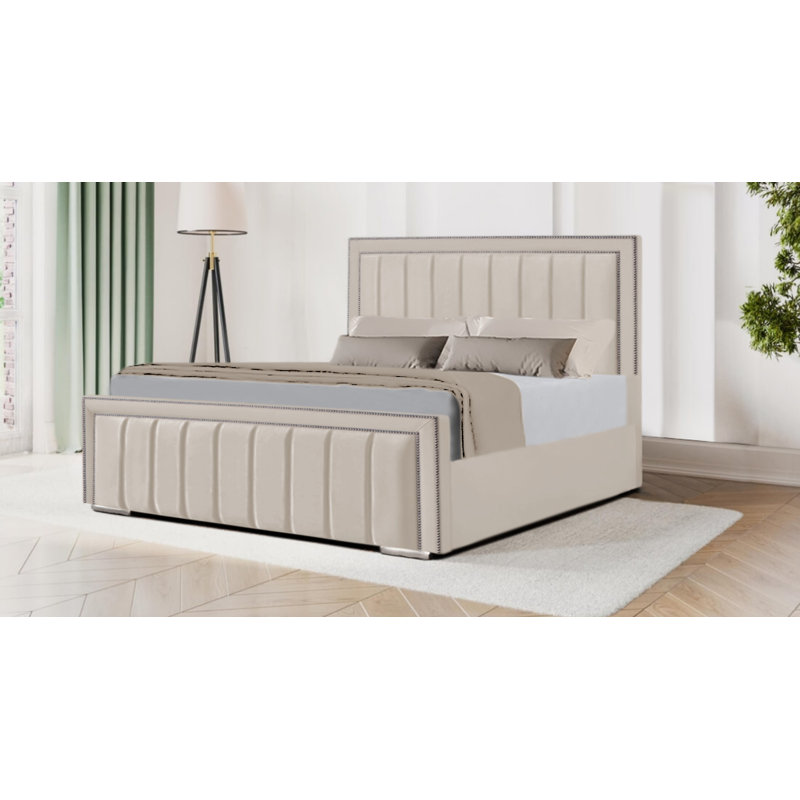 Devisha Upholstered Bed, Double, Cream