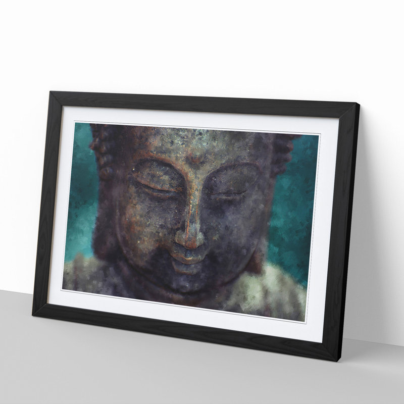 Buddha Statue Vol.10 - Picture Frame Painting, 27cm H x 36cm W x 2cm D, Black