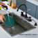 Two-Handle 4-Hole 8" Centerset Kitchen Faucet with Side Sprayer