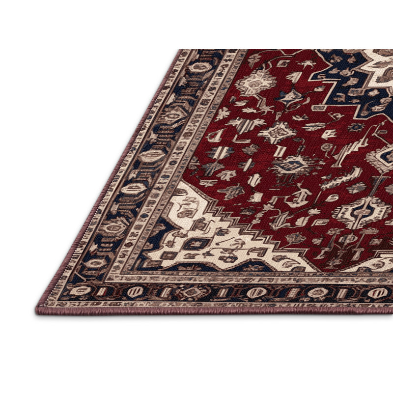 Tapis rouge persan lavable à la machine, Rectangle 6 pi x 9 pi