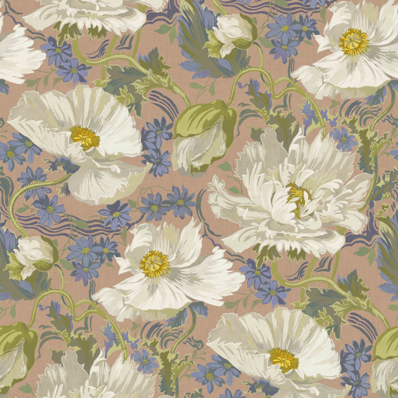 Papavera Floral Wall Mural, Tourmaline