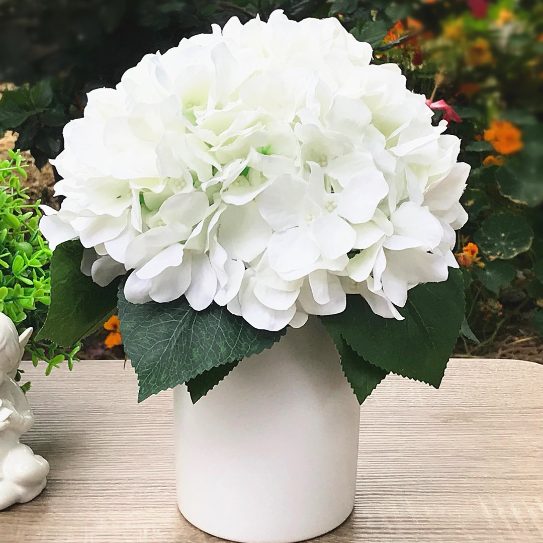 Silk Hydrangea Floral Arrangement in Vase Highland Dunes Flower 
