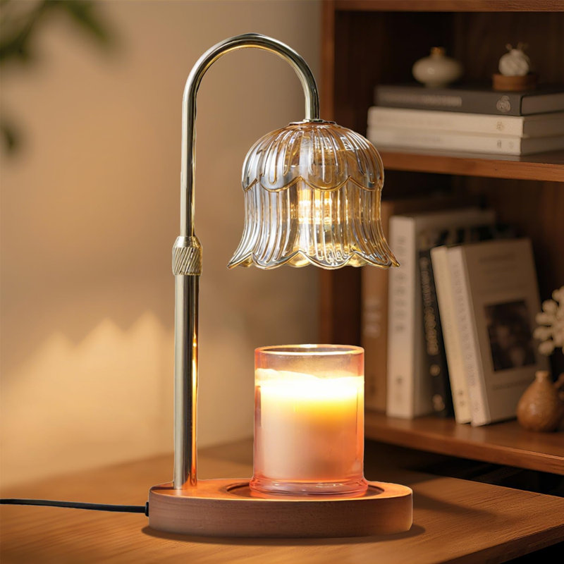 Candle Warmer Lamp with Timer: Adjustable Dimmable Height Adjustable Warming - Flower Shape Wax Lamp Jar Candles No Flame Modern Home Decor Table Lights - Home Living Bedroom