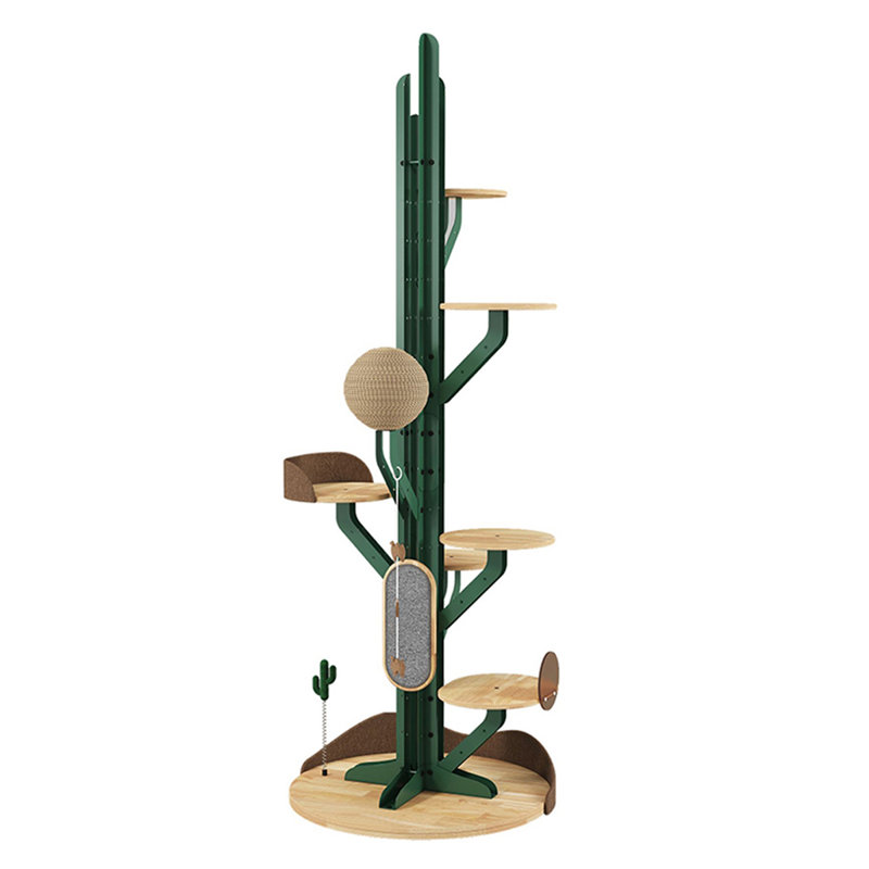 Cactus-Shaped Cat Tree with Adjustable Perch & Scratching Board