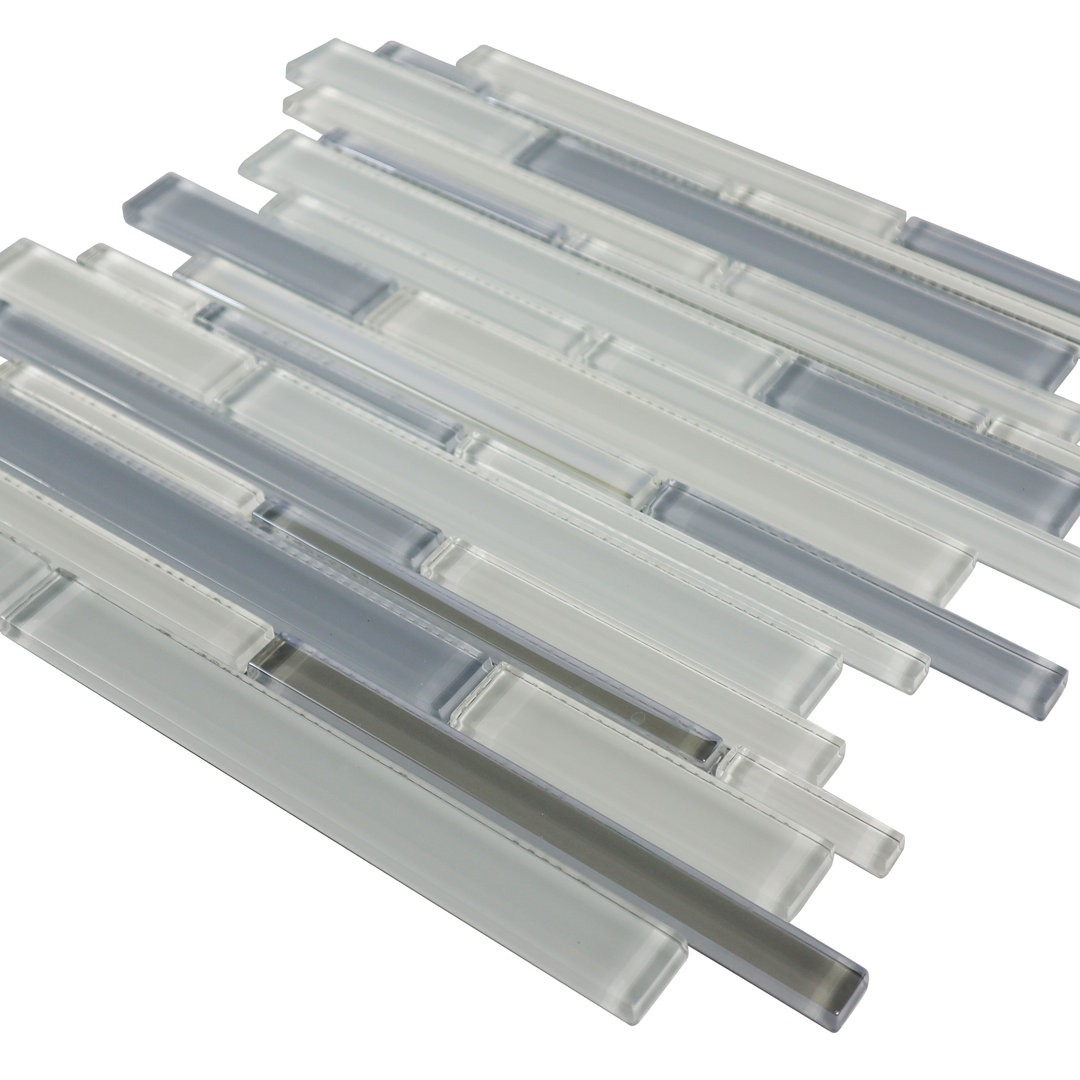 Lyda 12" x 12" Random Sized Glass Linear Mosaic Wall Tile Symple Stuff