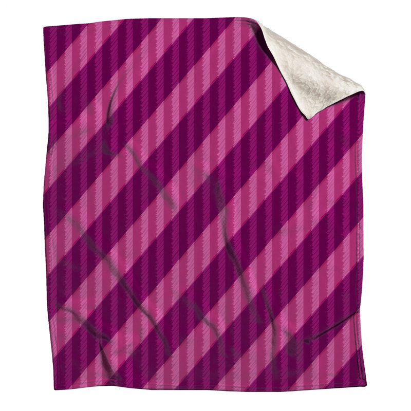 Couvertures à rayures diagonales roses et mauves, 60in W x 80in H
