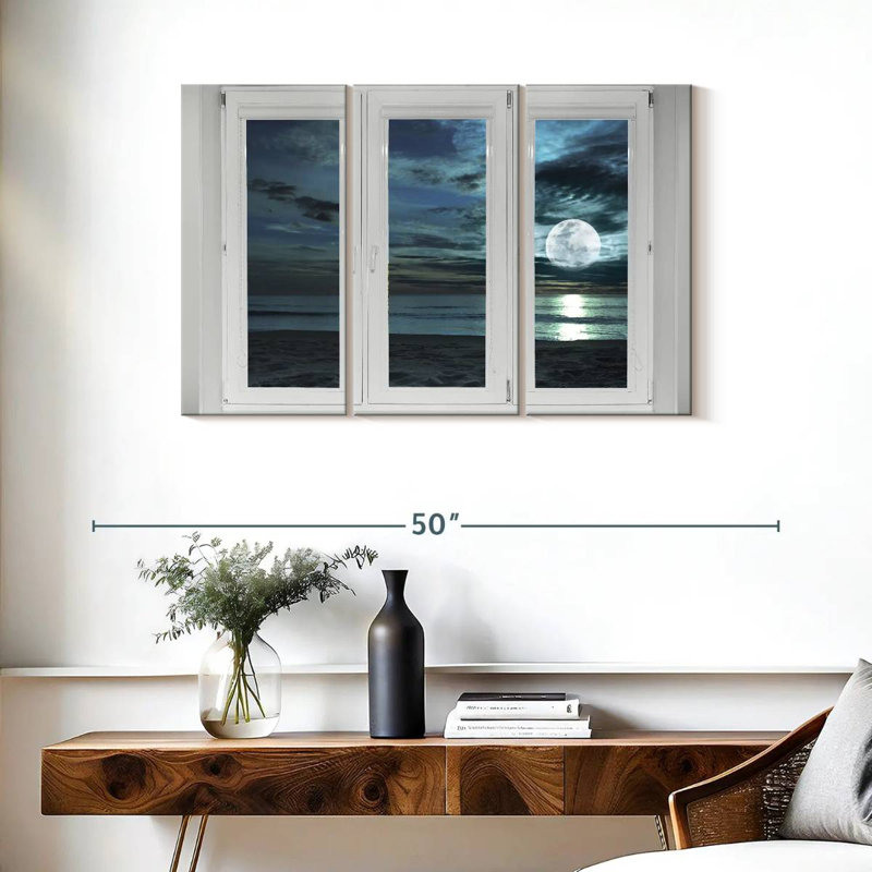 «Window to Moonlit Beach», reproduction sur toile, H 38 po x l 24 po x P 1,25 po