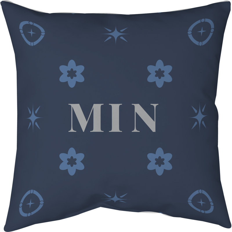 Coussin en coton Minneapolis, H 16 po x l 16 po, Minneapolis vert / bleu marine / blanc