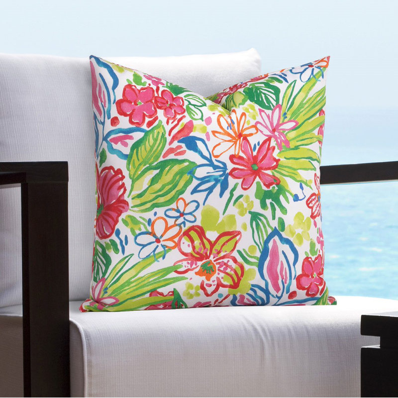 Resort Life Multicolor Floral Outdoor Throw Pillow 20" x 20"
