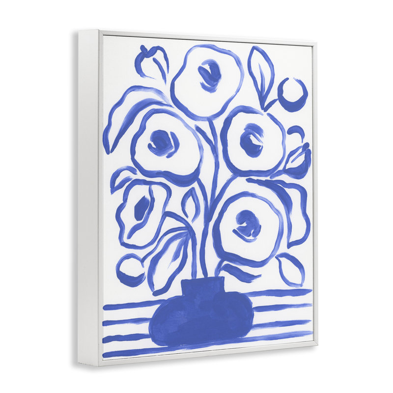 Vase abstrait coquelicot June Erica Vess bg-082, Estampe numérique encadrée blanc bord de mer, H 30 po x l 24 po