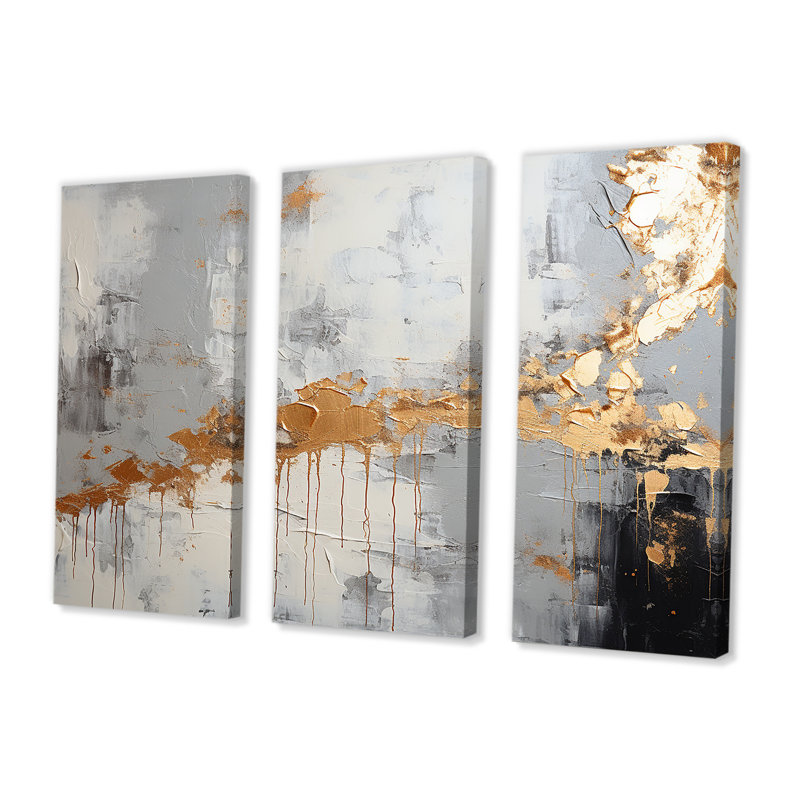 Aminah - Ensemble d'art mural abstrait, Toile tendue, H 40 po x l 60 po x P 1 po