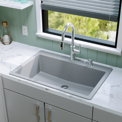 Karran Quartz 33'' X 22'' Large Single Bowl Drop-in Kitchen Sink