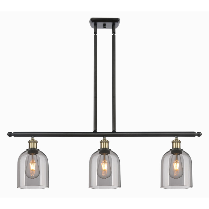 Odaniel 3 - Light Kitchen Island Pendant, Light Smoke, Black Antique Brass