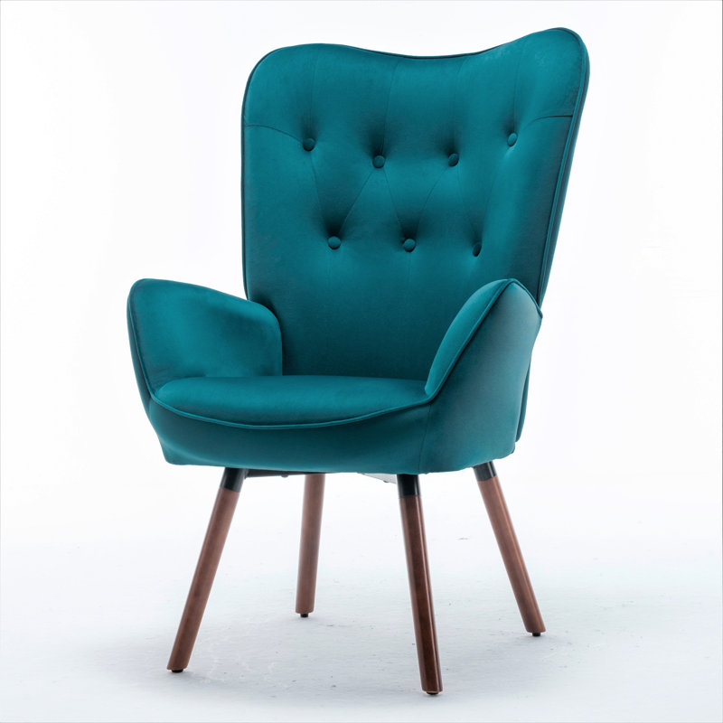 Barrion Upholstered Armchair, Greenish Blue Velvet