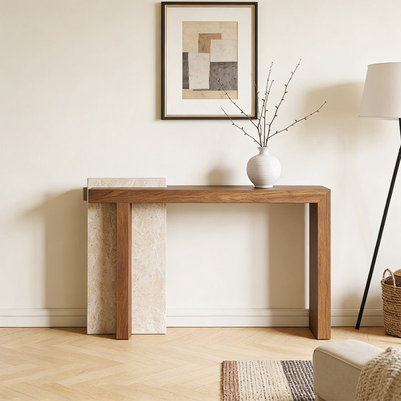 Console Camara, H 33,46 po x l 55,12 po x P 13,78 po, Brun / Beige