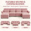 Canapé d'angle modulaire Rovesselle 4 places en chenille de 126,7 pouces de large, en forme de U, avec 2 poufs amovibles, coussins à volants et coussins lombaires-366142818