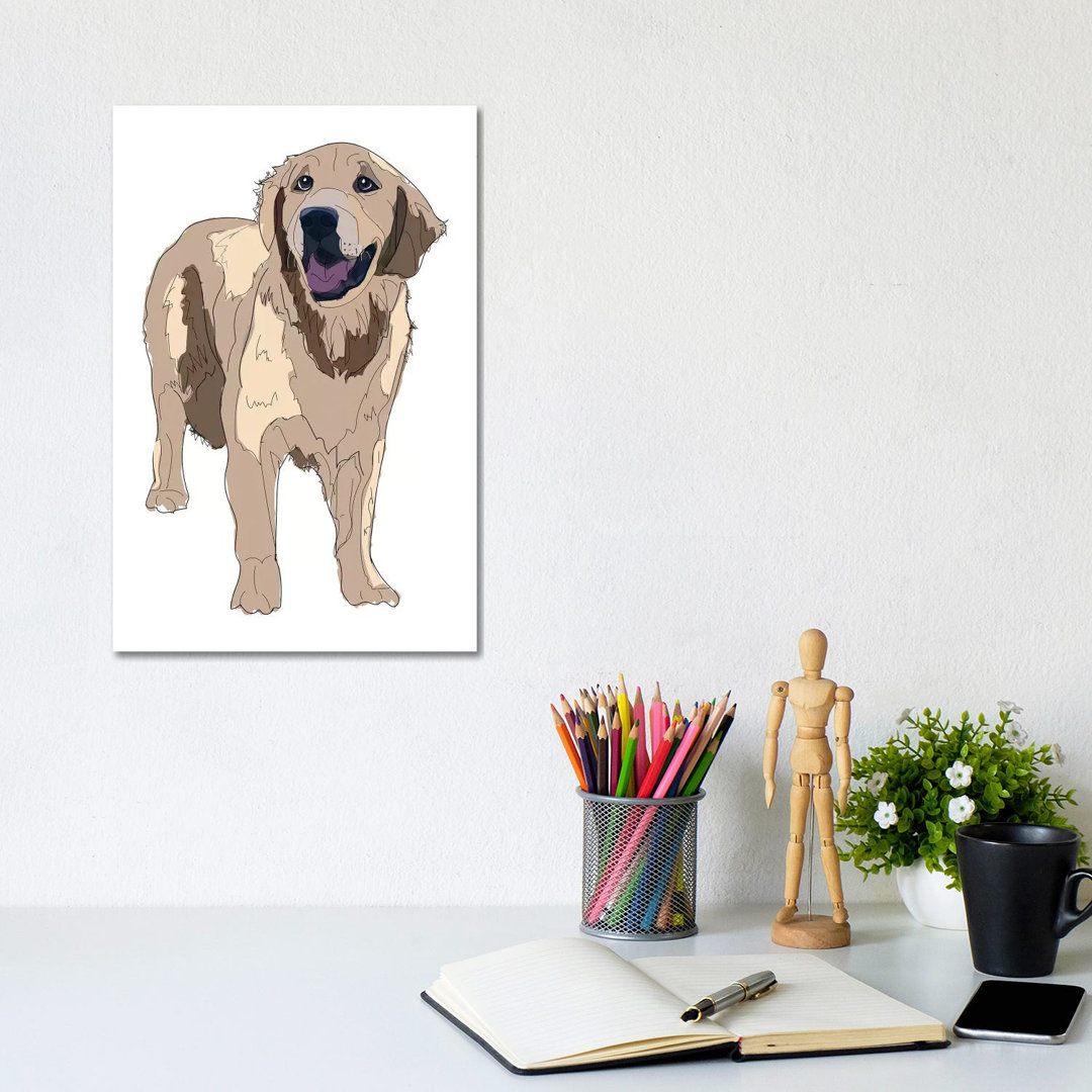 Golden Retreiver von Sketch And Paws - Galerie-verpackte Leinwand Giclée