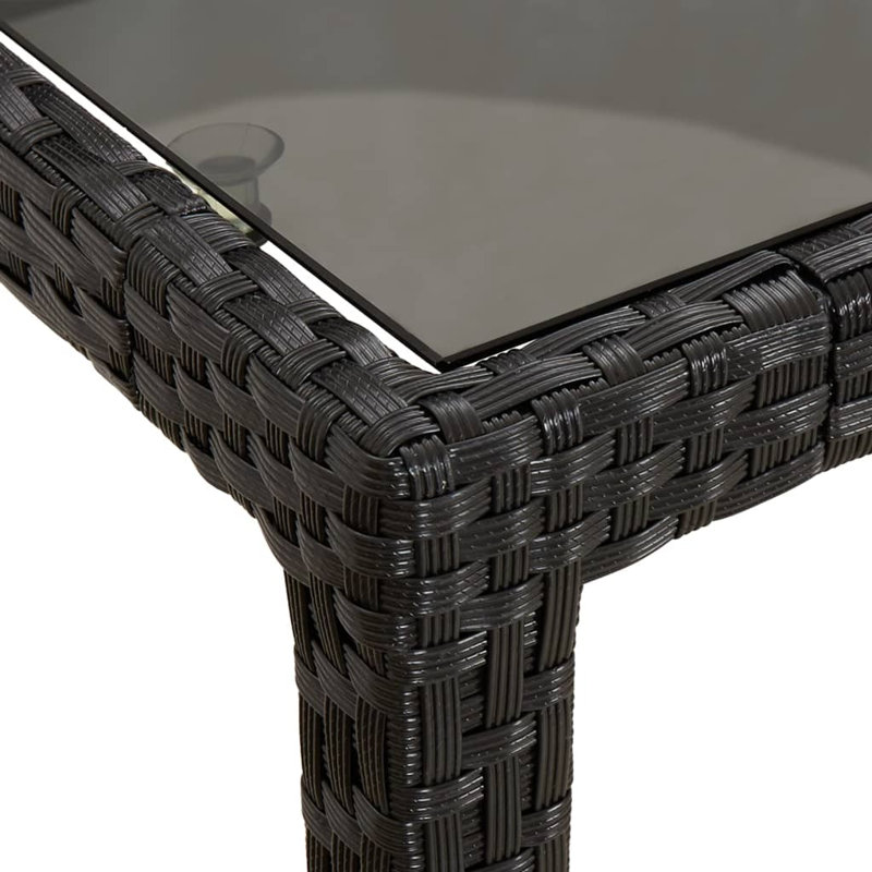 Bryshawn Glass Outdoor Dining Table 90 cm D, 75cm H x 90cm W x 90cm D, Black, Gray