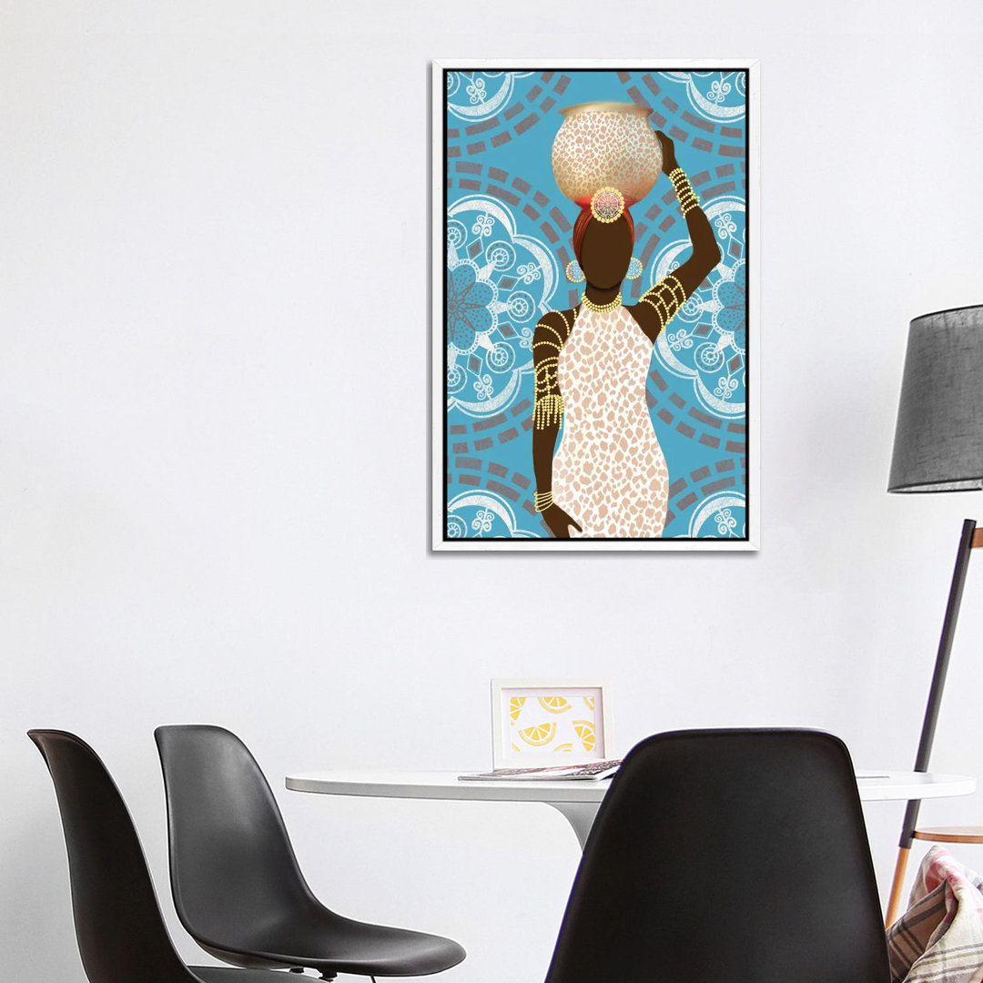 Woman Mandala Leopard Print Teal von Matthew Piotrowicz - Galerie-verpackte Leinwand Giclée auf Leinwand