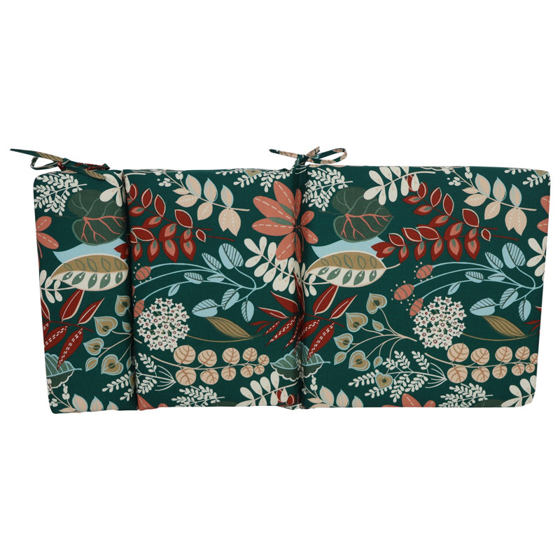 Outdoor Seat/Back Chair Cushion, Green/Windcrest Spruce Floral, 22" W x 21" D