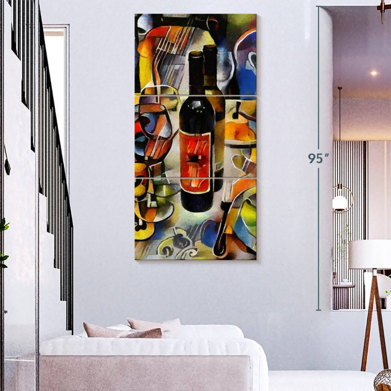 Nature morte de bouteille de vin, H 80 po x l 39 po