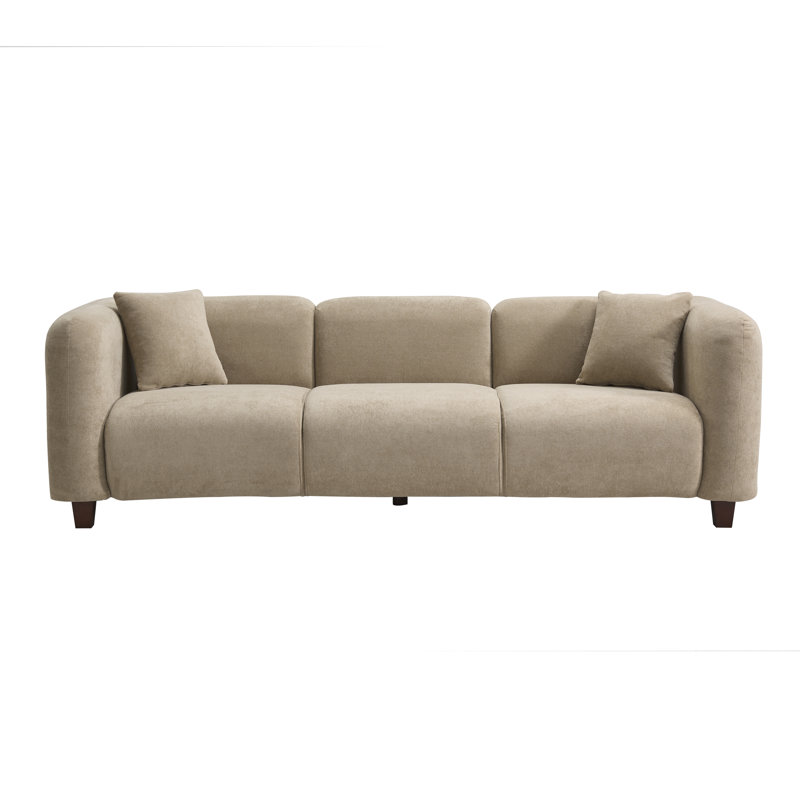 Lunara Modern Minimalist Upholstered 3-Seater Sofa With Soft-Touch Fabric, Camel