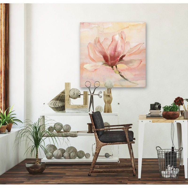« rêvey magnolia ii », peinture, H 24 po x l 24 po x P 1,5 po, Toile tendue