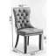 Chaise en bois massif 2, revêtement en lin gris, avec garniture cloutée, pieds hauts Sw6801bg-682547883