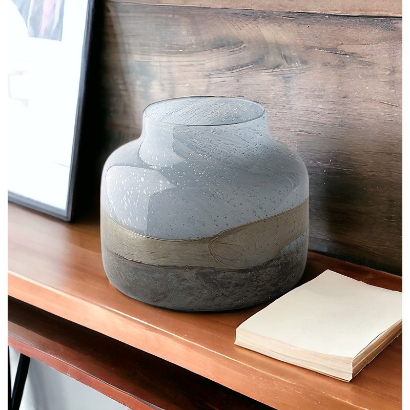 Vase carré en verre bleu Defranco, H 10 po x l 4 po x P 4 po