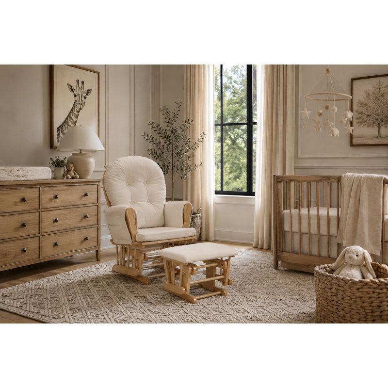 Cleo Wooden Glider and Ottoman