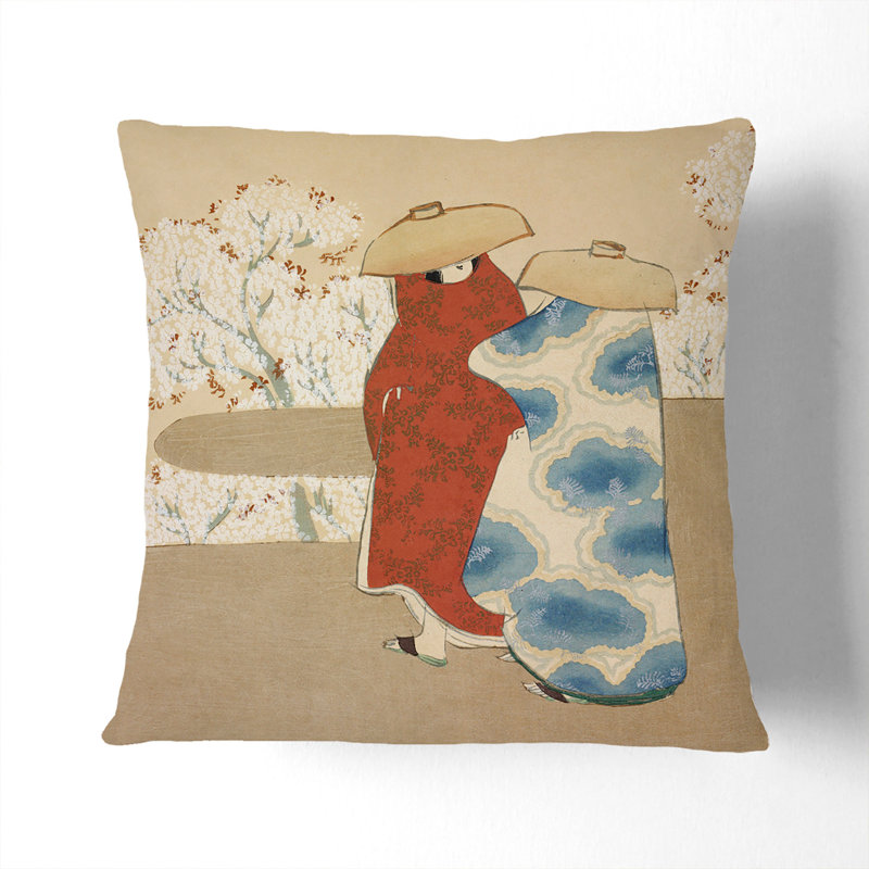Hanami Season Square Throw Cushion, Stone, 55cm H x 55cm W x 20cm D