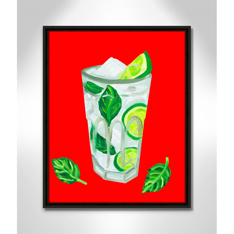 «Mojito Extra Mint Print» par Straker, H 21,5 po x l 17,5 po, Flottant espresso