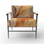 Fauteuil d'appoint rembourré à motif abstrait ornemental rétro orange-20085571