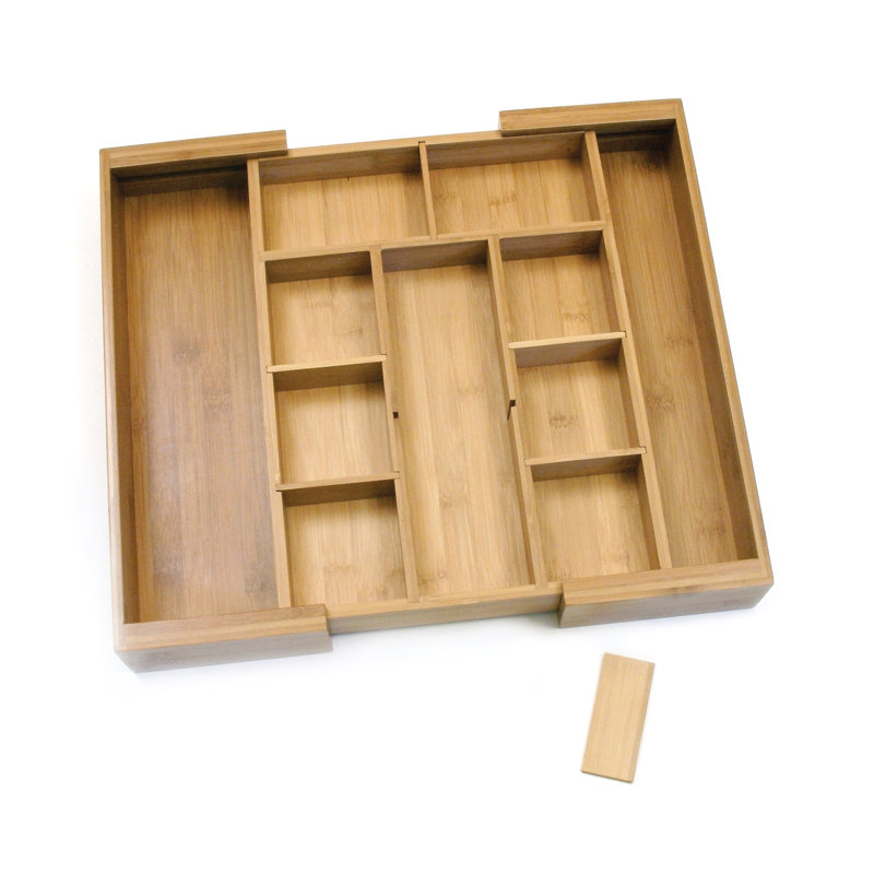 Natural Bamboo Expandable Organizer with Removable Dividers