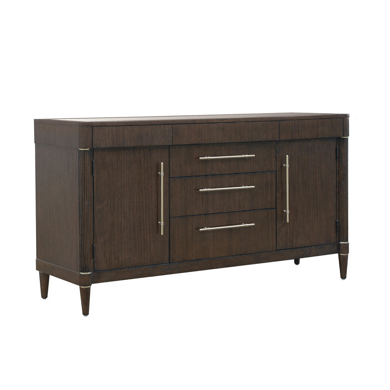 Buffet 2 portes avec tiroirs de rangement en verre Herrick Reinaldo