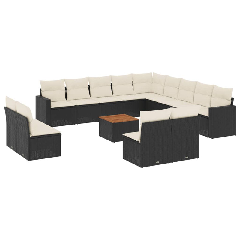 Ensemble de canapé de jardin Vidaxl noir, blanc crème