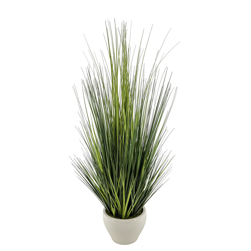 42'' Faux Grass in Ceramic Pot, White