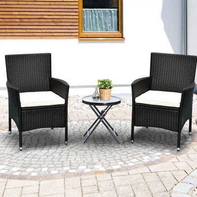 2 chaises de salle à manger de, avec coussins et patins, pour cour, patio, jardin, café foncé, qualité de fabrication stable