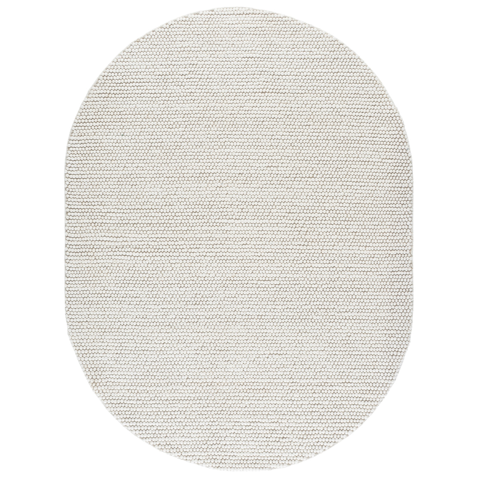Elle Ivory Hand-Woven Wool Rug, Oval 3' x 5'