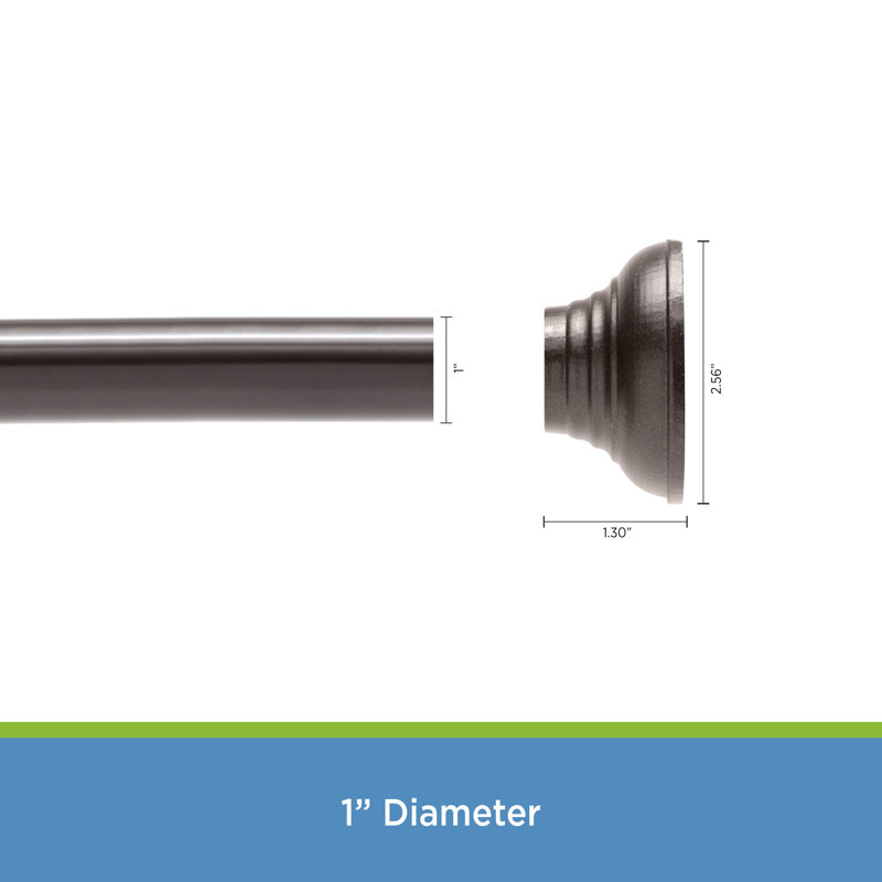 Bronze Adjustable Tension Shower Curtain Rod with Decorative Finials