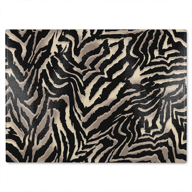 Zebra Print Glass Chopping Board, 40cm L x 28cm W