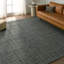 Tapis rayé fabriqué à la main en bleu / blanc-71603290
