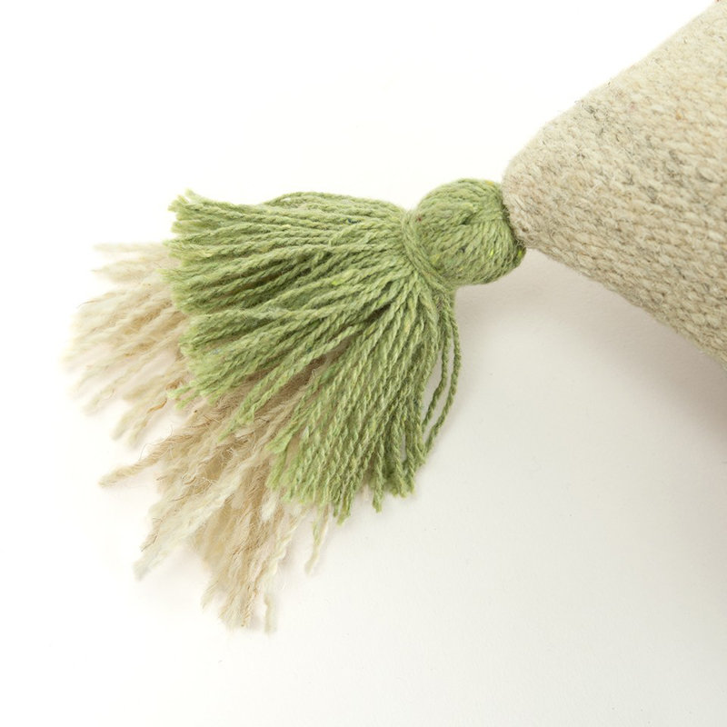 Handwoven Multi-Color Wool Striped Rectangular Pillow with Tassels
