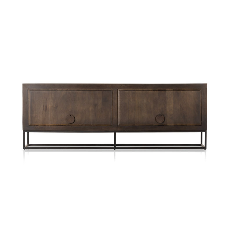 Kelby Media Console, Carved Vintage Brown