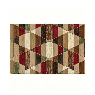Diamond Geometric Pattern Non-Slip Area Rug 47 x 31 in, Living Room Bedroom Brown
