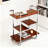 Mobile Bar Cart With 3-Tier Wood Shelves And Wine Glass Rack - Chrome Rolling Beverage Server For Home Kitchen Or Living Room