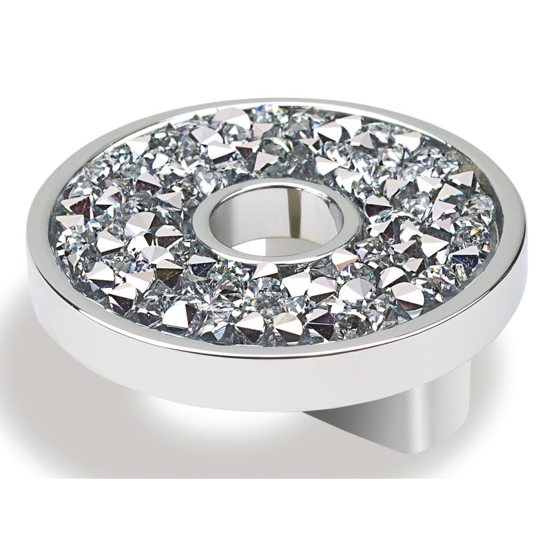 Crystal 1 1/4" Diameter Round Knob, Chrome